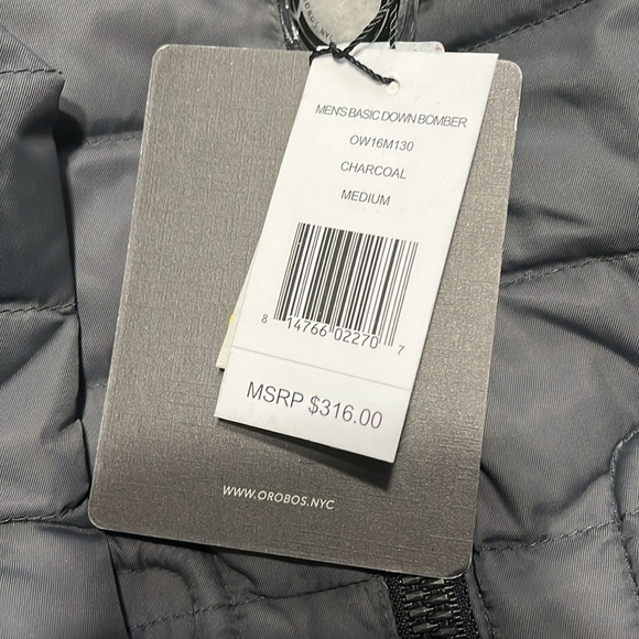 NWT Orobos Mens Down Bomber Jacket Coat Medium GRAY CHARCOAL MSRP $316 - Picture 13 of 13